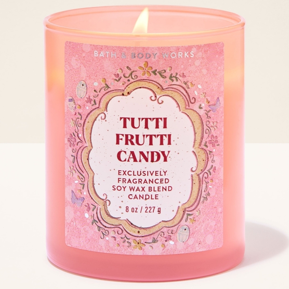Bath & Body Works Tutti Frutti Candy Single Wick Easter Candle 8oz NEW Rare